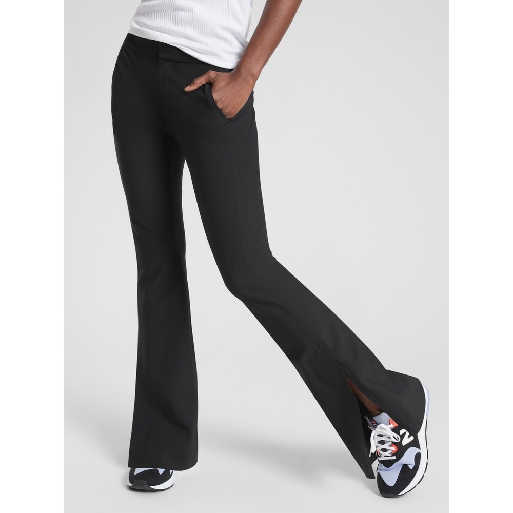 Athleta Stellar Flare Trouser Women's 16 Black Ankle Zip EuroLuxe Pants NWT $148